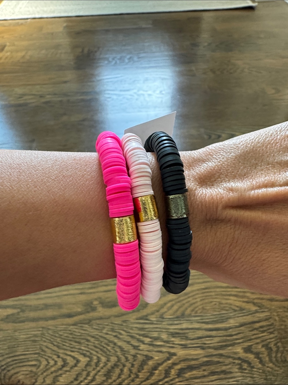 NEW Trio of Women’s Stackable Beaded Bracelets - Pinks & Black